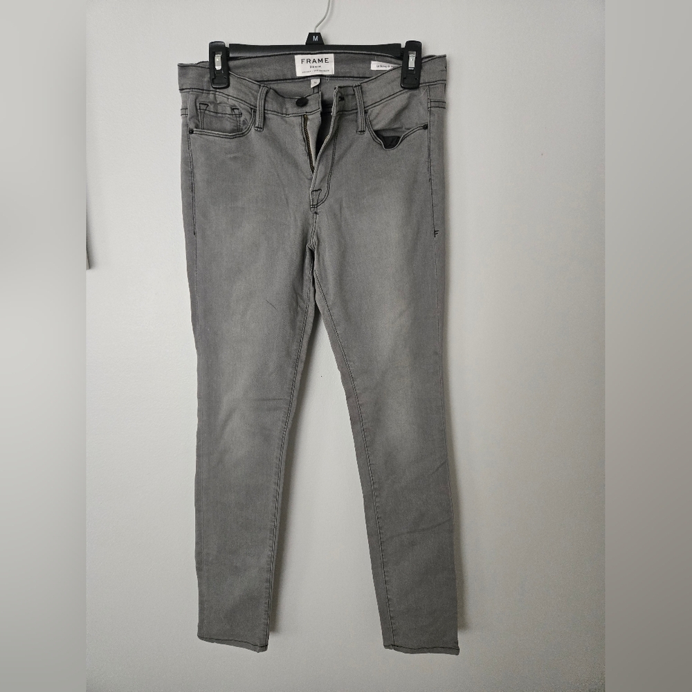 Frame Denim London Le Skinny De Jeanne Gray destroyed Low Rise Jeans sz 30